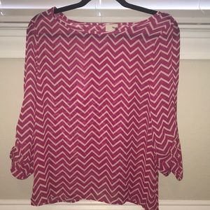 Pink Chevron Blouse, Medium